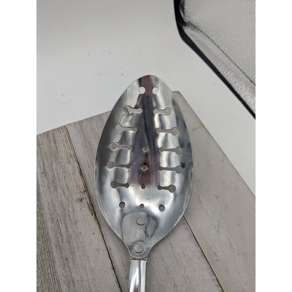 Vintage Ekco #1 Slotted Serving Spoon  Black Handle 12" - Picture 2 of 8